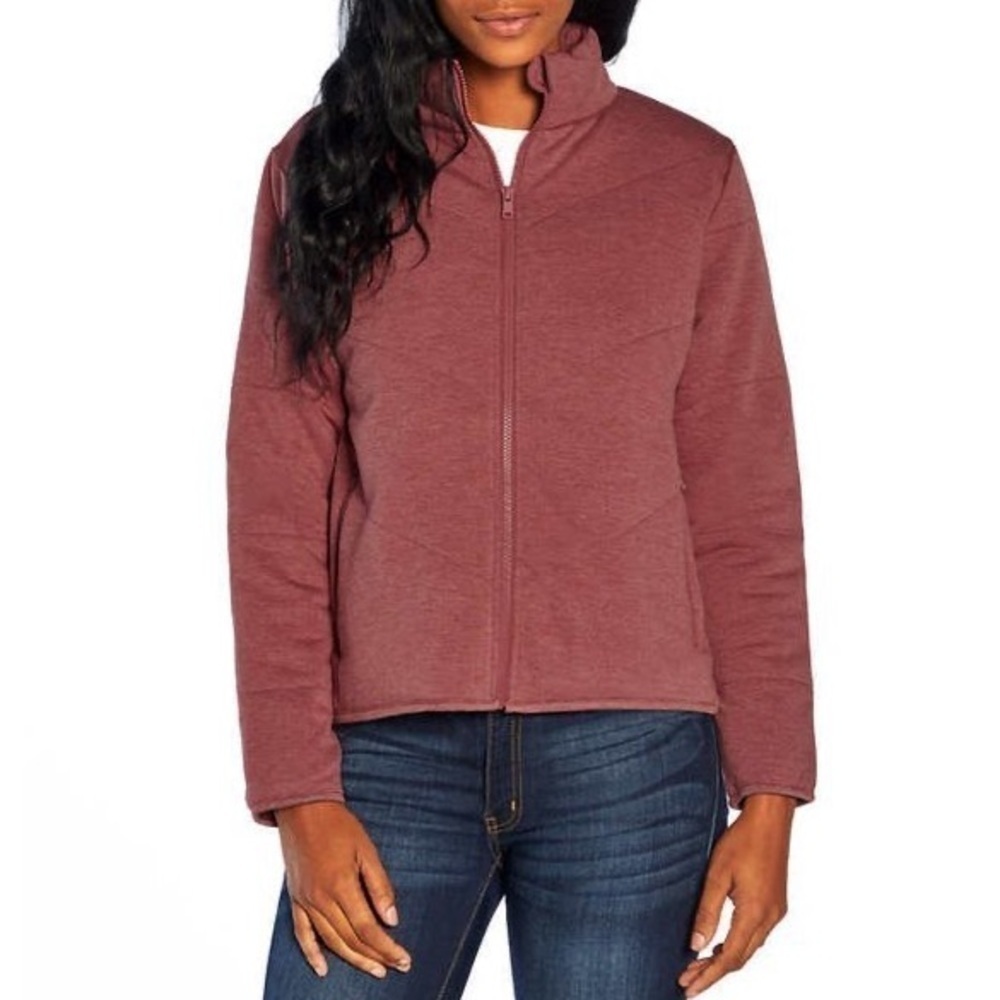 Anthropologie Three Dot Full Zip Quilted Jacket in Heather‎ Tibetan Red, Small